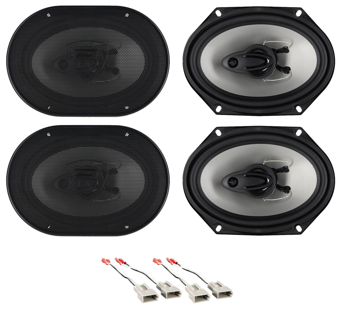 RV68.3A 6x8 Car Speakers 2-Pack + Ford Speaker Harness Bundle
