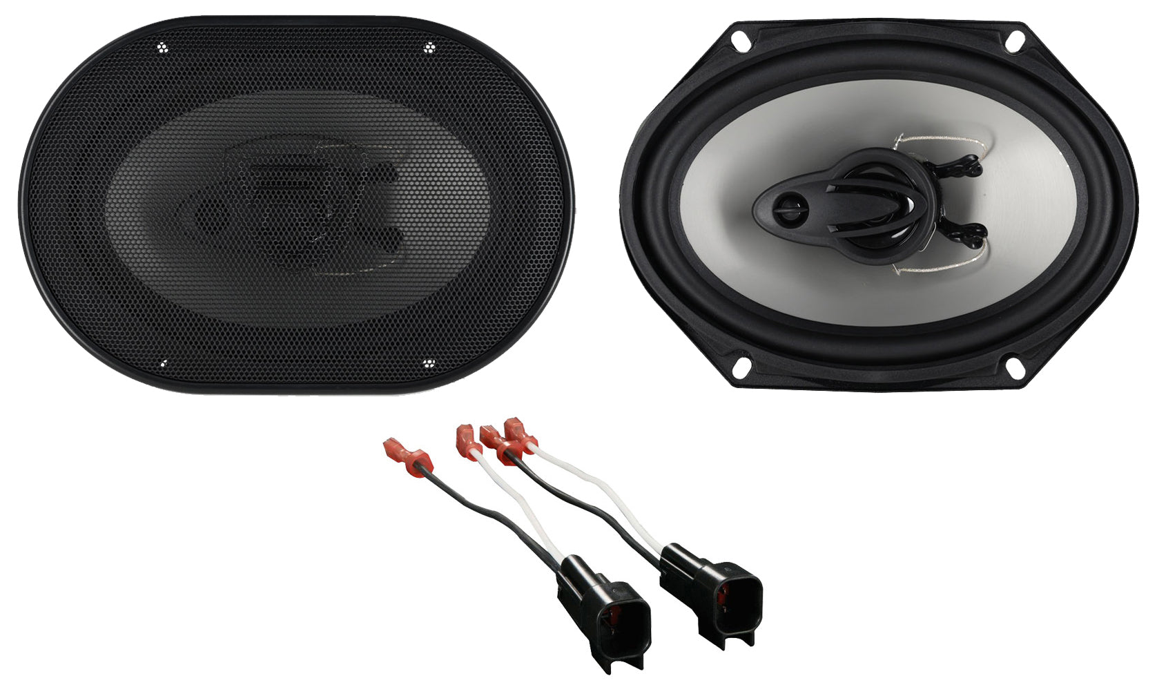 RV68.3A 6x8 Car Speakers 2-Pack + Ford Speaker Harness Bundle