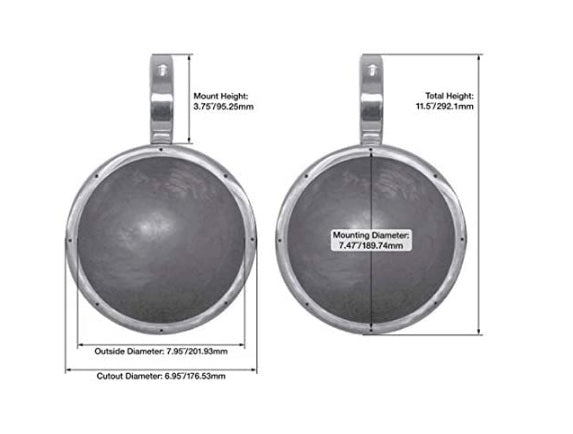 MAC90S 8" Silver Speaker Pods 2-Pack + RWBC90 Covers Bundle