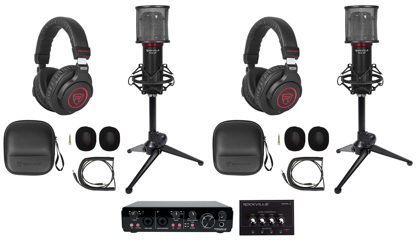 R-TRACK 2x2 + (2) RCM SR + (2) PRO-M50 SR + RHPA4 Bundle