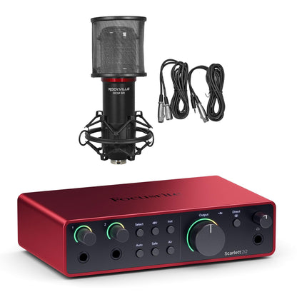 Focusrite Scarlett 2i2 4th Gen Studio Recording USB Audio Interface+Microphone