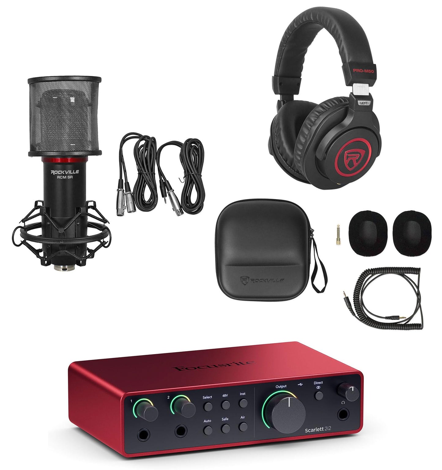 Focusrite Scarlett 2i2 4th Gen USB Recording Audio Interface+Mic+Headphones