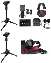 2-Person Podcast Recording Kit w/Scarlett 2i2 Studio 4th Gen Interface + Stands