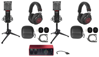 2-Person Podcast Podcasting Recording Bundle w/Scarlett 4i4 4th Gen Interface