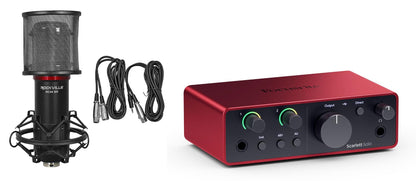 Focusrite Scarlett Solo 4th Gen Studio Recording USB Audio Interface+Microphone