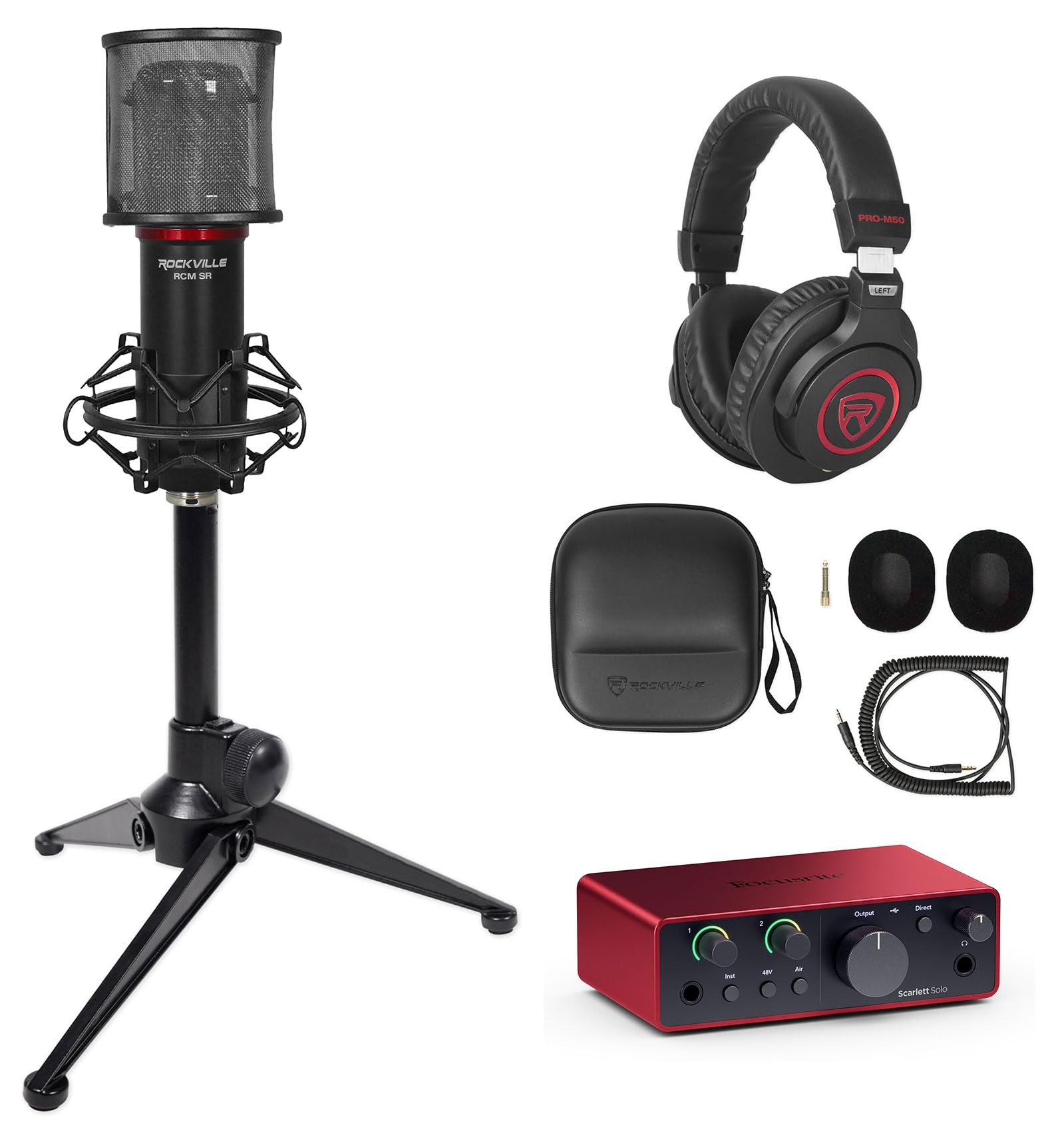 1-Person Podcast Podcasting Recording Bundle w/Scarlett Solo 4th Gen Interface