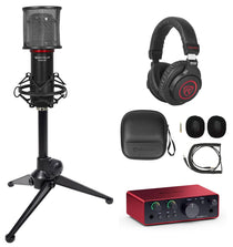 1-Person Podcast Podcasting Recording Bundle w/Scarlett Solo 4th Gen Interface