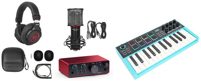 Focusrite Scarlett Solo 4th Gen USB Recording Kit w/Controller+Mic+Headphones