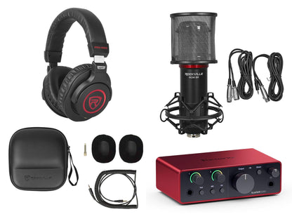 Focusrite Scarlett Solo 4th Gen USB Recording Audio Interface + Mic + Headphones
