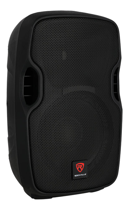 Black speaker with a visible brand logo on a white background
