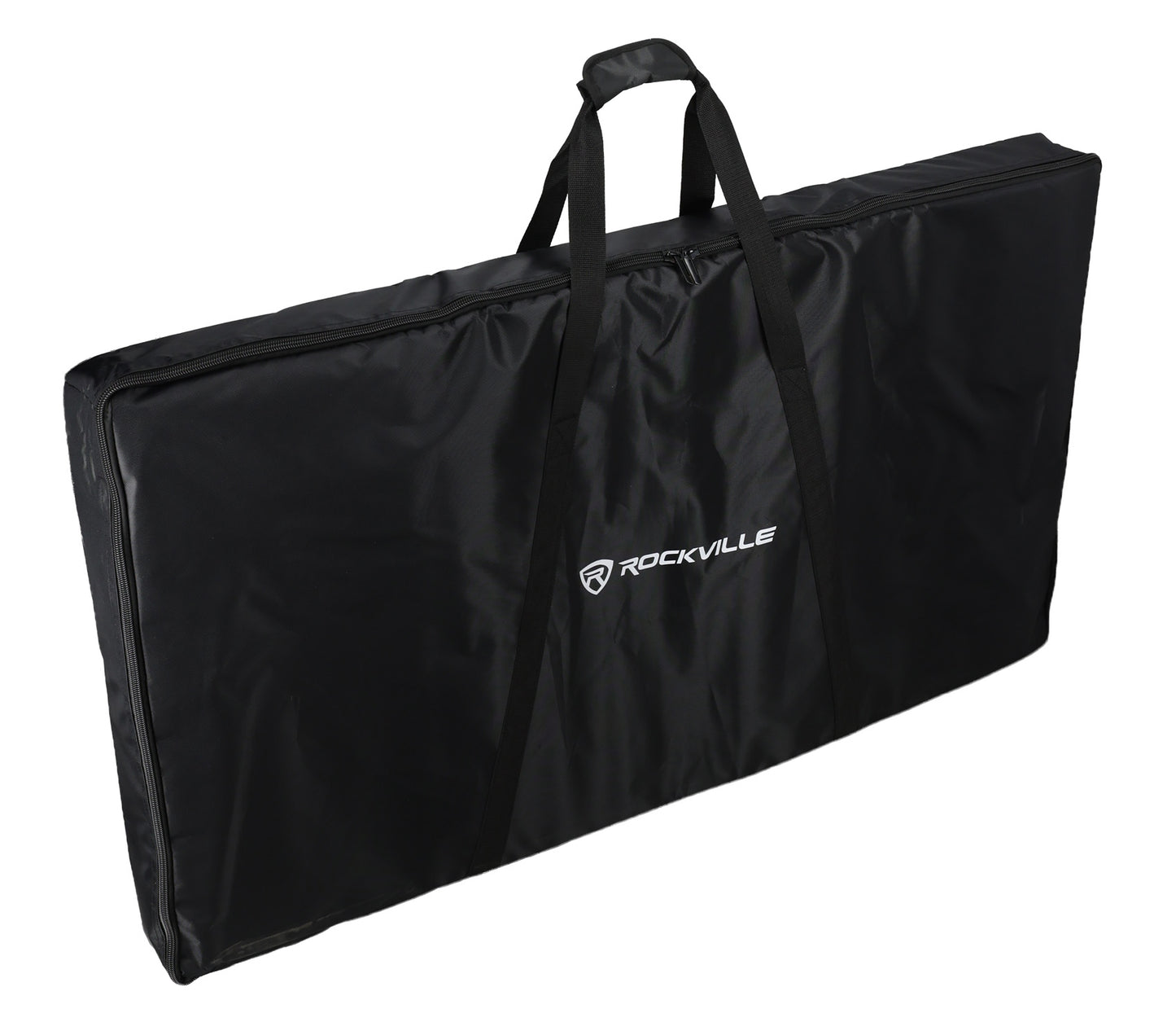 Black carrying case with Rockville logo on a white background