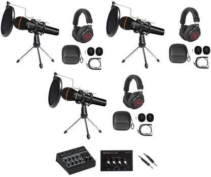 Line8 USB 3-Person Podcast Podcasting Recording Kit
