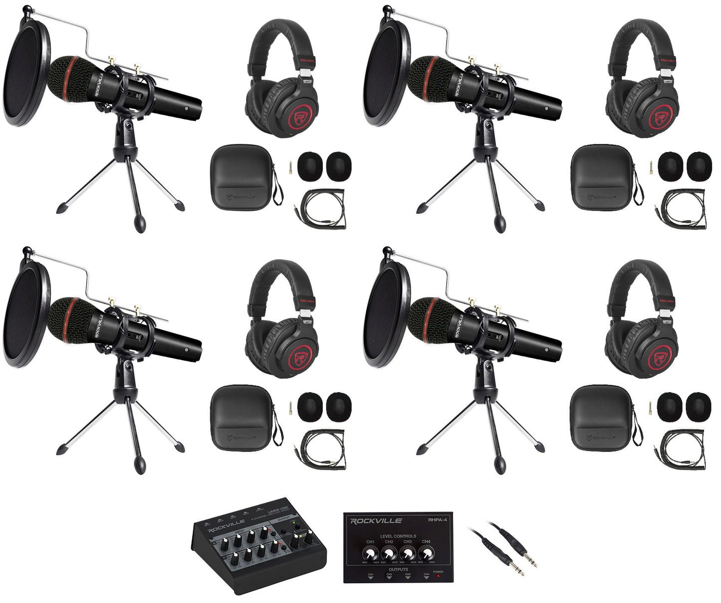 Line8 USB 4-Person Podcast Podcasting Recording Kit