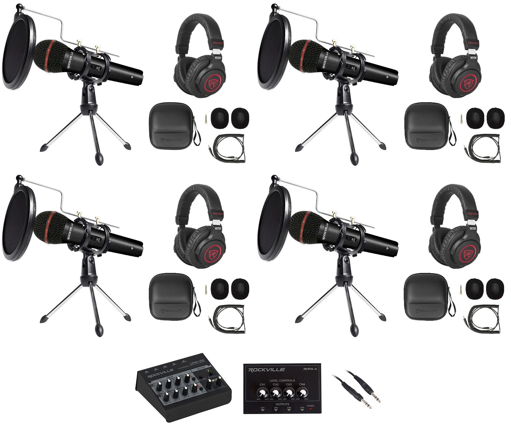 Line8 USB 4-Person Podcast Podcasting Recording Kit