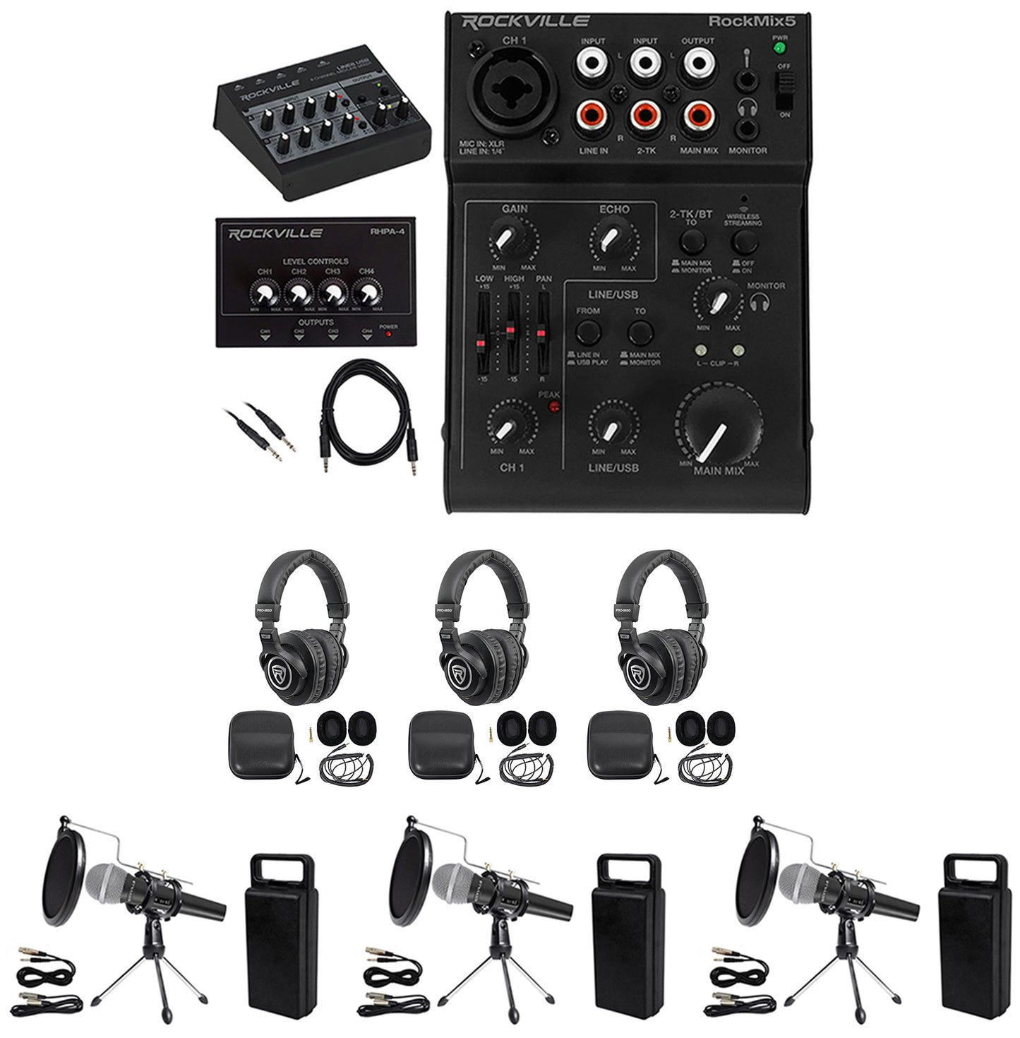 3-Person Podcast Podcasting Recording Kit