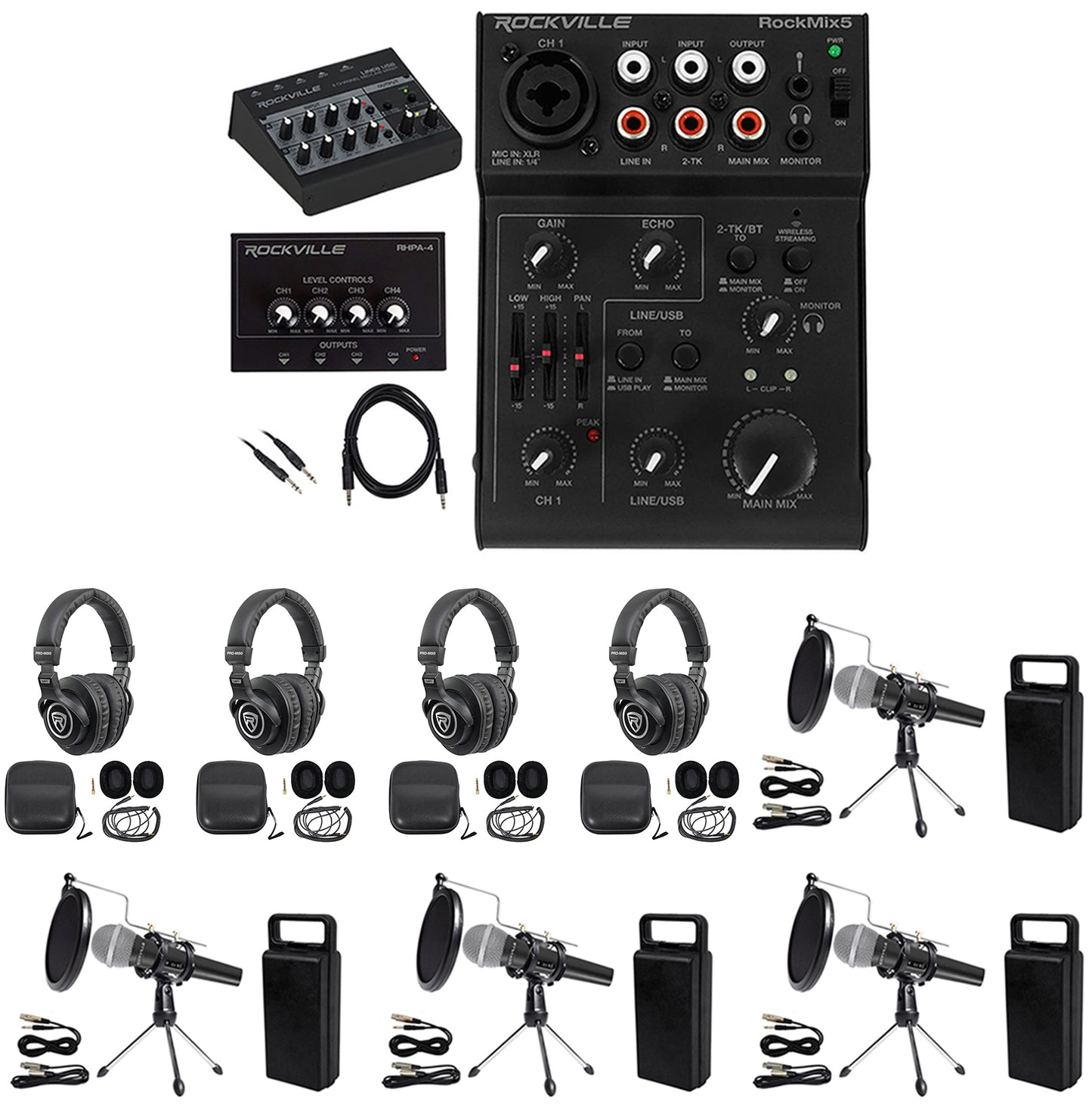 4-Person Podcast Podcasting Recording Kit