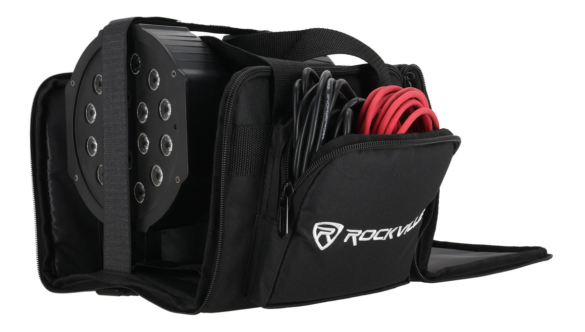 Rockville RLB90 v3 Universal Travel Bag Fits 2x Par Lights+Controller+Cables