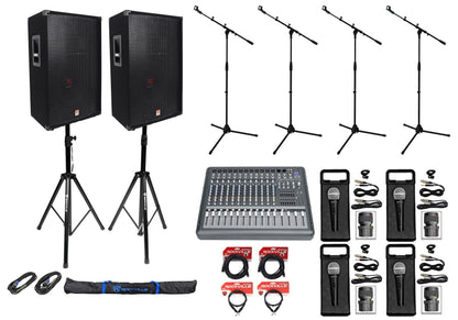 RSG15 15" 8-Ohm Speakers 2-Pack + RPM1470 Powered Mixer Bundle