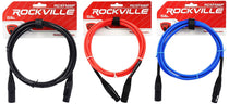 REAN XLR 6' Cables 3-Pack (Black/Blue/Red) Bundle
