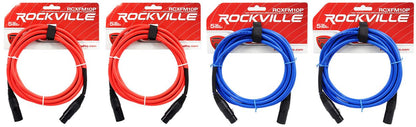 RCXFM10P 10' XLR 4-Pack Red/Blue Bundle