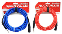 XLR Male to 1/4" TRS Cable 2-Pack + Color-Coded Balanced Cables Bundle