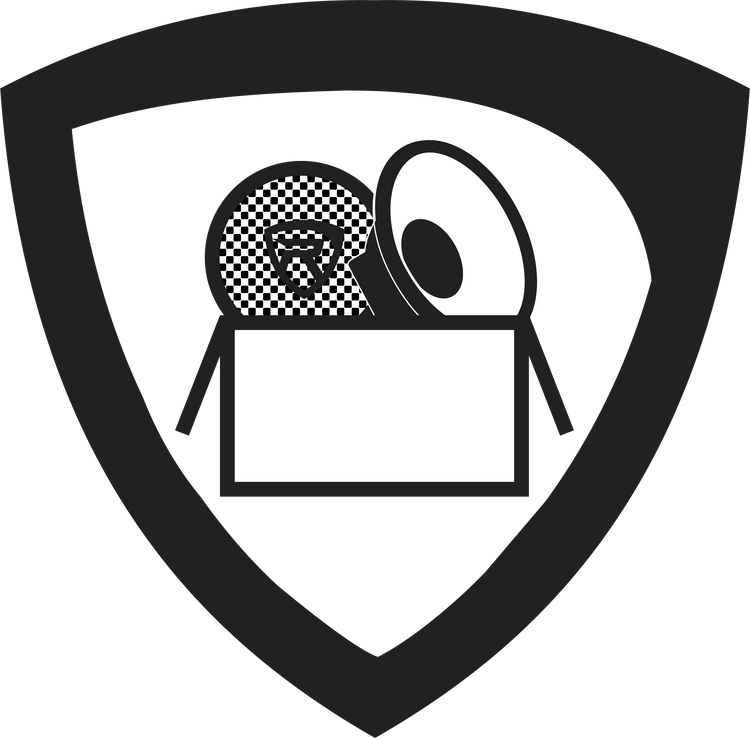 Logo with a car speakers in a box on a white background